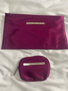 Bimba and Lola Hot Magenta Satin Pouch Set with Silver Plaques